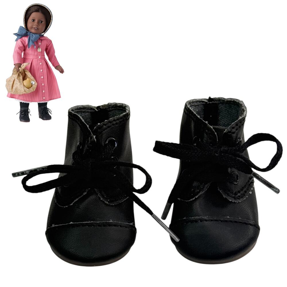 American Girl Addy Boots Meet Outfit Accessory Black Doll Shoes Lace Up Kirsten